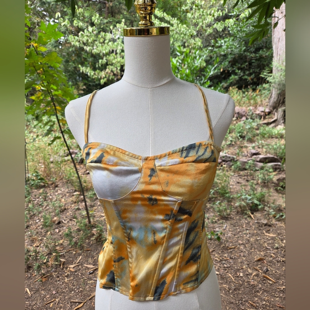 PrettyLittleThing Yellow And Green Tie-Dye Women's Tank Top Size‎ 6